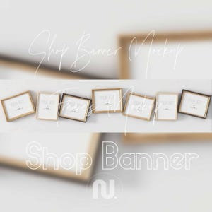 Etsy Shop Banner Mockup 8000x2000px: 4x5 Ratio Wandkunst Rahmen (Smart Objekt PSD)