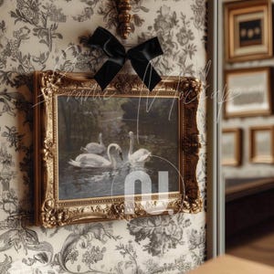 Horizontal 4x5 Ratio Vintage Frame Mockup: Coquette Bow Elegant Mockup (Smart Object PSD, JPG)