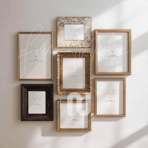 Conjunto de 7 Mockups de Molduras Vintage: Mockups Elegantes na Proporção 4x5, PSD (Download Digital)