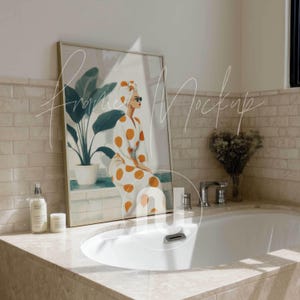 Maqueta de marco para baño Din A: Maqueta de impresión de bañera en proporción 5x7, objeto inteligente PSD (descarga digital)