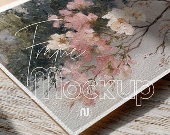 Horizontales 4x5 Verhältnis Poster Mockup mit Hahnemühle Deutsches Ätzpapier Textur Detail, 8x10 PSD