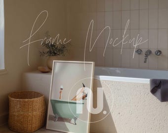 2x3 Ratio Bathroom Frame Mockup: Bathtub Print, PSD Smart Object (Digital Download)