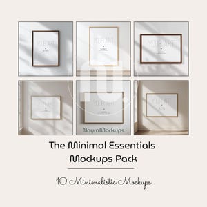 Paquete de maquetas de marcos minimalistas / 10 marcos de objetos inteligentes PSD limpios / Exhibición de arte mural neutral