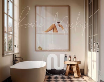 Din A Ratio Bathroom Frame Mockup: Bathtub Print Mockup, PSD Smart Object (Digital Download)
