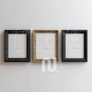 Set of 3 Vintage Frame Mockups: 4x5 Ratio Elegant Portrait, PSD (Digital Download)