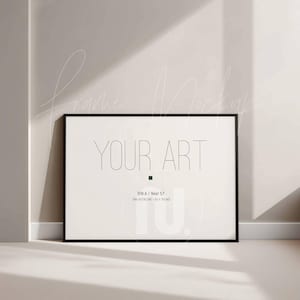 Horizontal Din A Black Thin Frame Mockup, Minimalist Scene with PSD Smart Object
