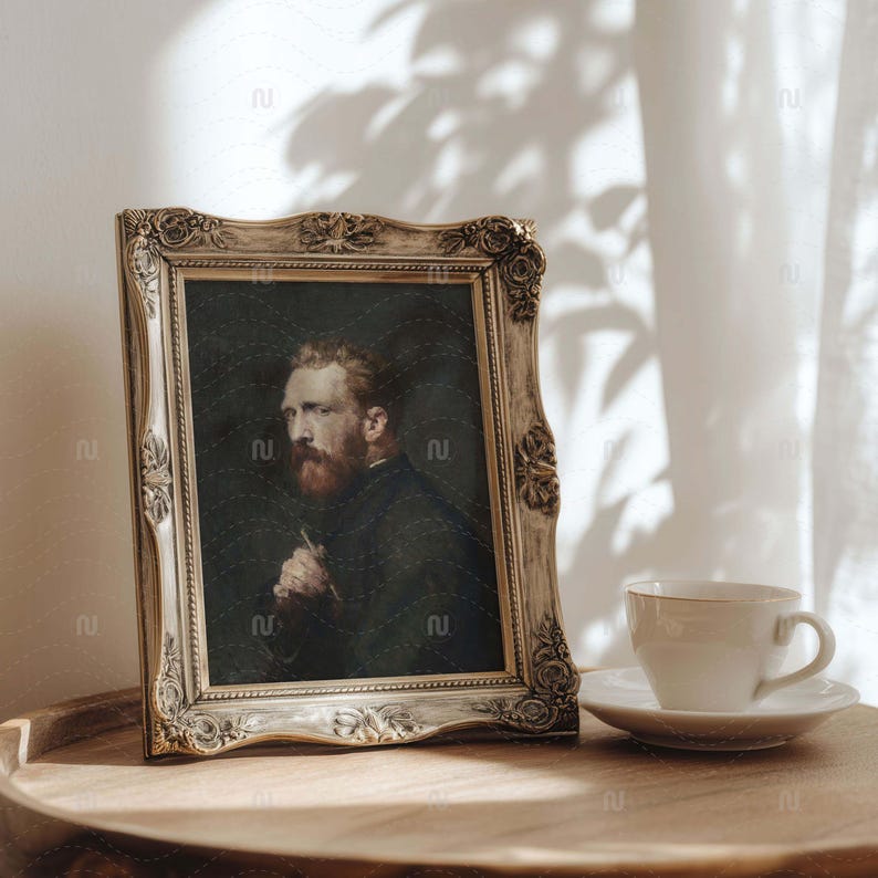 Vintage Ornate Bronze Frame Mockup 4x5 Ratio | Antique Picture Frame PSD Smart Object