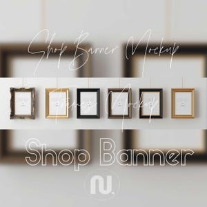 Etsy Shopbanner Din A Mockup 8000 x 2000 px: 5 x 7 verhouding vintage frames (smart object PSD)