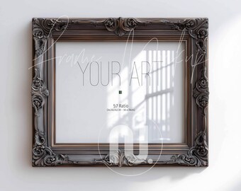 Mockup horizontaal houten frame DIN A: 5 x 7 verhouding gegraveerd hout, eenvoudig frame (PSD voor slim object)