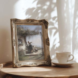Vintage Ornate Bronze Frame Mockup 4x5 Ratio | Antique Picture Frame PSD Smart Object