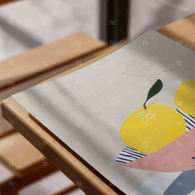 Flat Lay Poster Mockup 4x5 Ratio Hahnemuhle German Etching Paper on Wood Table, 8x10 Art Print Template