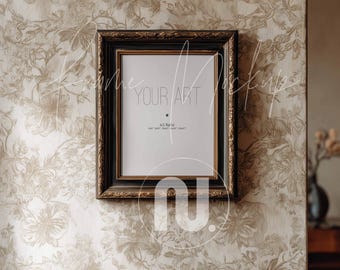 Vintage lijstmodel van 4 x 5 verhouding: elegant model bloemenbehang (PSD, JPG)