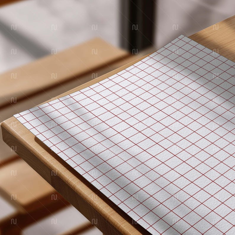 Flat Lay Poster Mockup 4x5 Ratio Hahnemuhle German Etching Paper on Wood Table, 8x10 Art Print Template