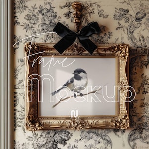 4x5 Ratio Coquette Gold Frame Mockup | Vintage Ornate Elegant Baroque Mockup | PSD Smart Object