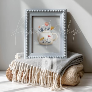 Makieta pionowej ramki z koralikami o proporcjach 4x5: wystrój pokoju dziecięcego w stylu vintage (obiekt inteligentny PSD, JPG)