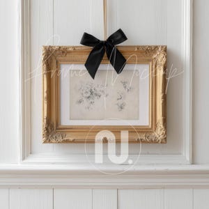 5x7 Ratio Horizontal Vintage Frame Mockup: Din A Coquette Bow Elegant Mockup (PSD, JPG)