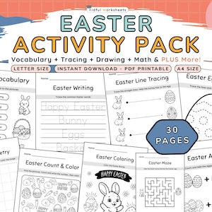 Easter Activity Pack for Kids | Easter Tracing, Coloring, Math, Mazes, Dot Marker | Pre-school & Kindergarten
