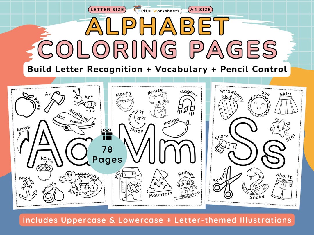 Alphabet Color Pages, A-Z – Letter Recognition Coloring Worksheets ...