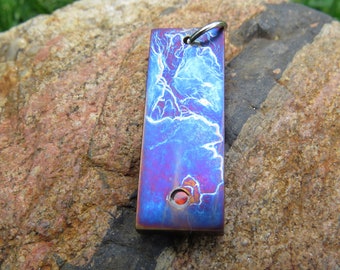 Handmade Titanium Pendant with Inlayed Gilson Opal Energized