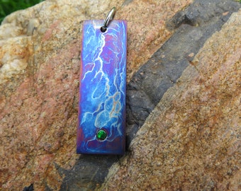 Handmade Titanium Pendant with Inlayed Gilson Opal Energized