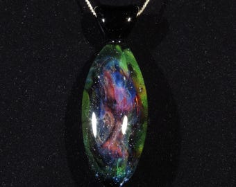 Colgante de cristal espacial con forma de joya cósmica