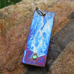 Handmade Titanium Pendant with Inlayed Gilson Opal Energized