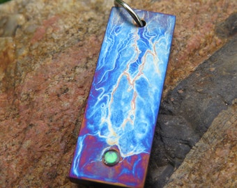 Handmade Titanium Pendant with Inlayed Gilson Opal Energized