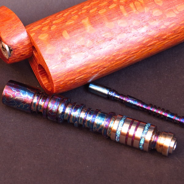 Titanium One Hitter with Poker/Tamper and Wooden Container Dugout #6