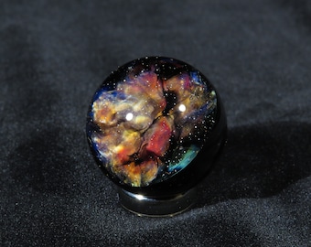 Fiery Dust Nebula Space Glass Marble