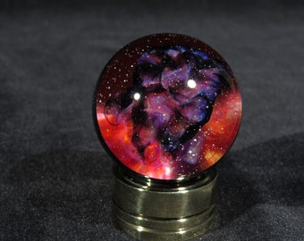 Inside a Nebula Glass Marble with Brass Stand