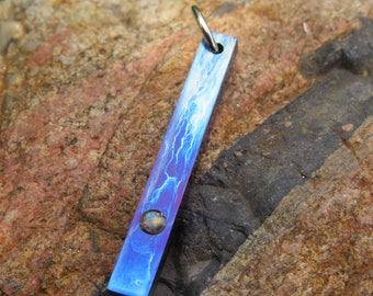 Handmade Titanium Pendant with Inlayed Gilson Opal