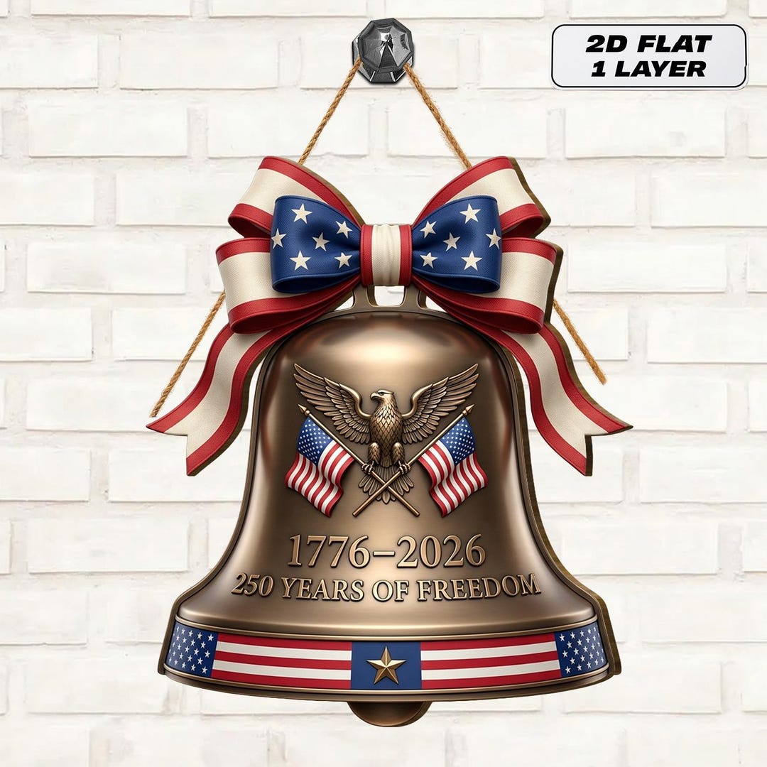 Patrioc Bell Ringer Liberty Bell Patriotic Wooden Sign, America 250th Anniversary Wall Art ...