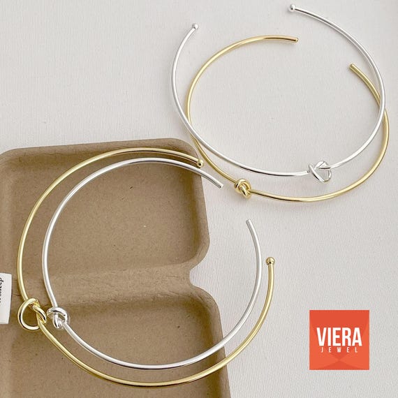 Knotted Choker Necklace – 18K Gold Silver PVD Plated Titanium Steel Torque