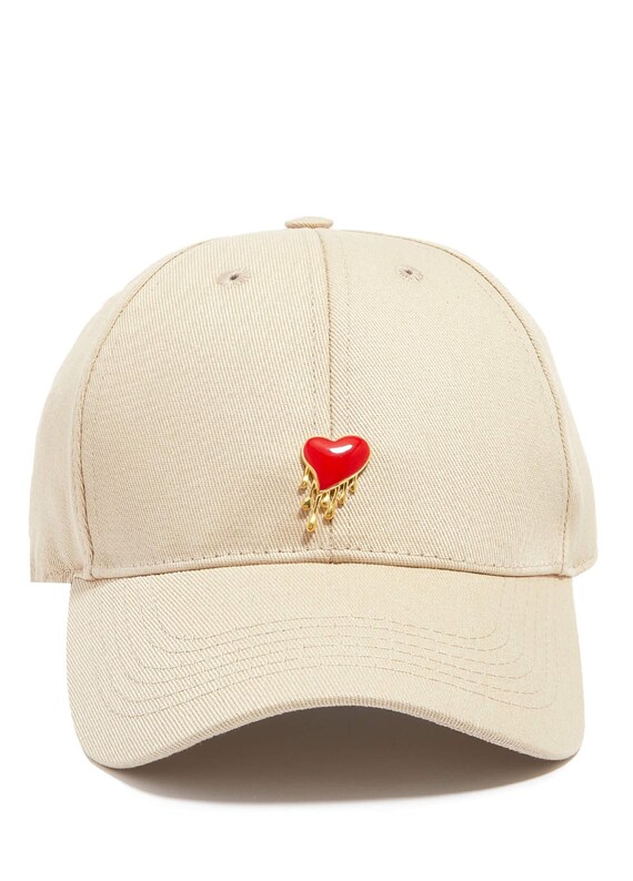 Beige and Red Embroidered Heart Baseball Cap I Heart Charleston Rope Hat – Deluxe Special main image 4