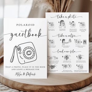 Instax Mini 12 Instructions Sign, Polaroid Guestbook, Photo Guestbook Sign, How to Load New Film, Wedding Guest Book, Canva Editable