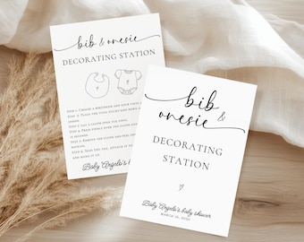 Letrero para decorar baberos y monos, decorar un mono, plantilla de actividad para baby shower, prensa de calor y vinilo, decorar un babero