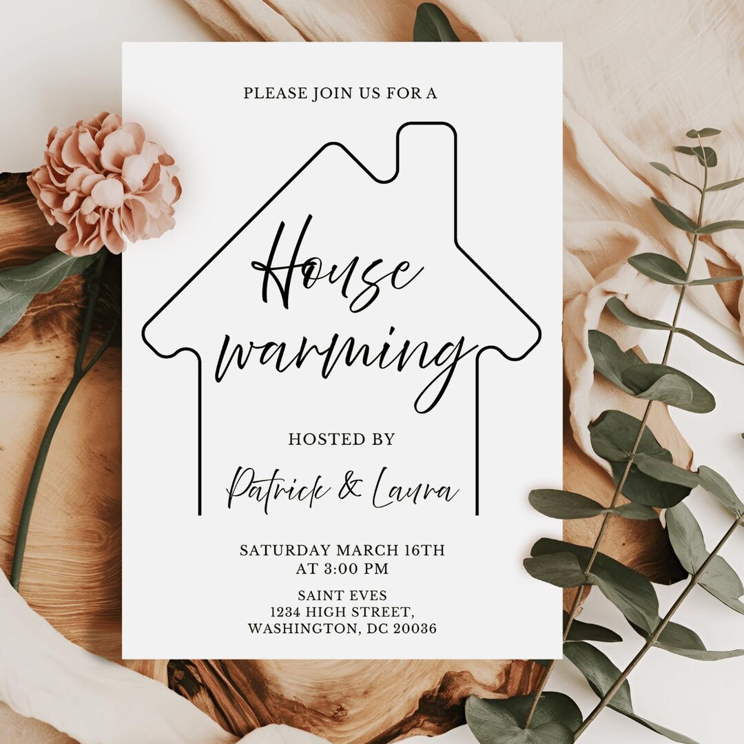 Editable House Warming Invitation, House Warming Party, Modern, Black ...