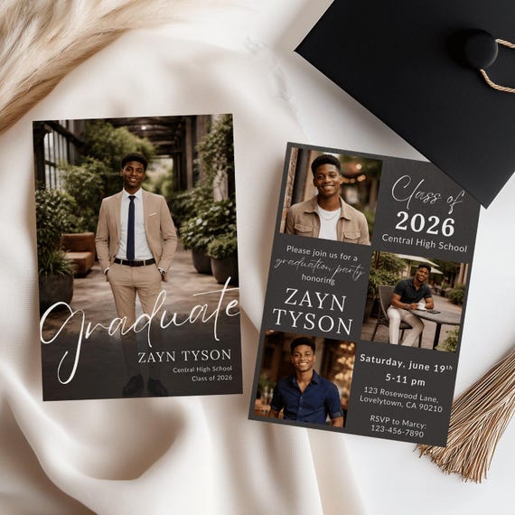 Graduation Invitation Template, Modern Graduation Announcement, Senior Graduation Party, Boys Graduation Party Invite, grad invitation