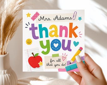 Printable Teacher Appreciation Card Teacher Appreciation Week Editable Template Gift Idea Canva Instant Download End Of School Year Gift Tag