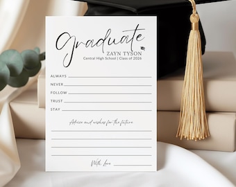 Graduation Advice Card Template, Wishes for Graduate, Grad Party Activity, Editable Canva