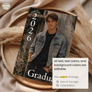 Modern Black Graduation Invitation: Senior Graduation Announcement Boy Card Digital Multiple Photo Grad Party Invite Class of 2026 Editable image 3