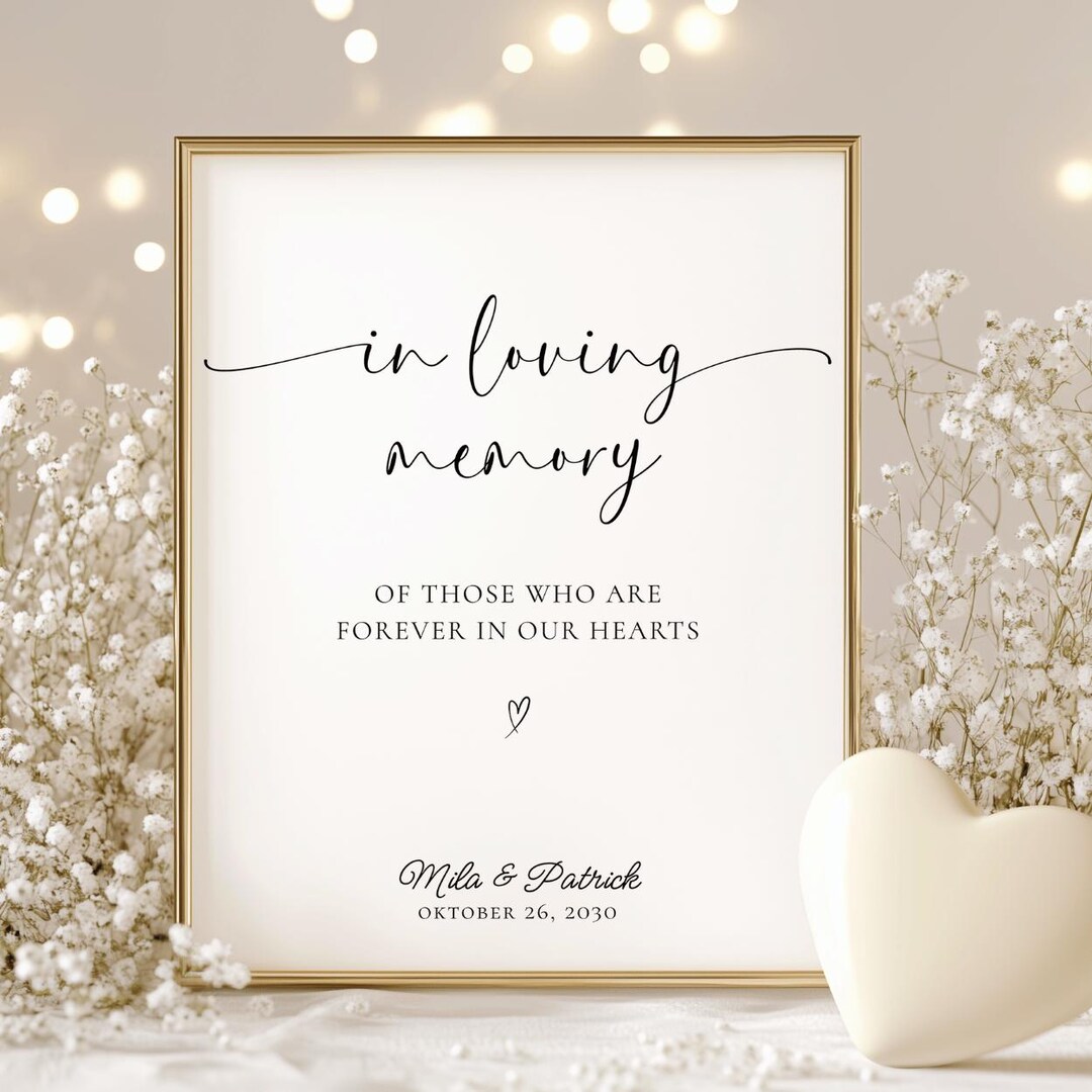 Mwmory Sign Modern Minimalist in Loving Memory Sign Template Printable Memorial ...