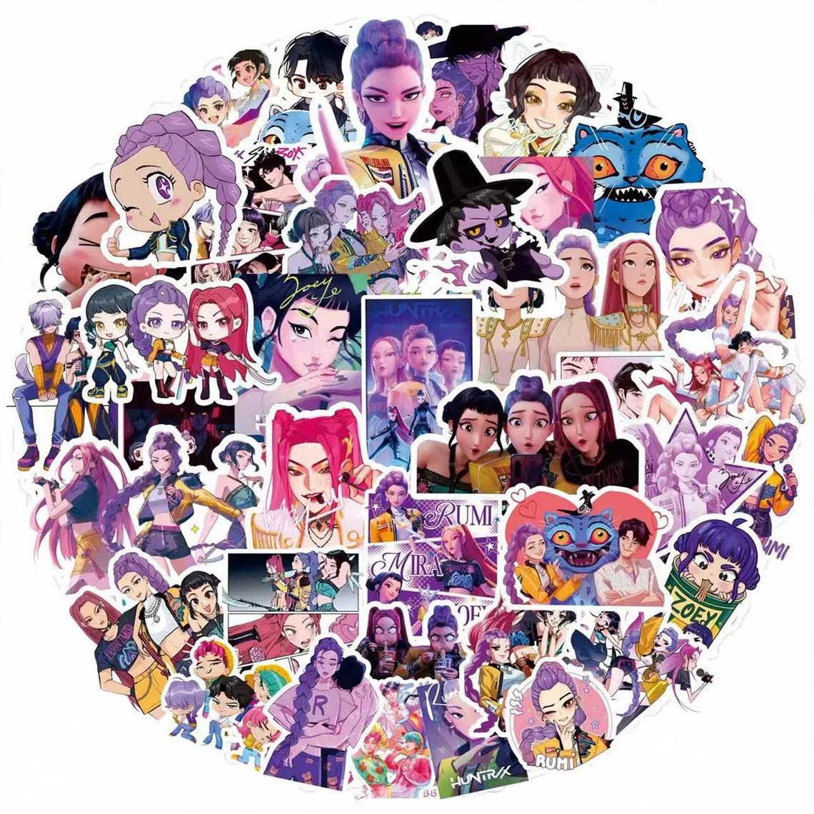 61 Autocollants Demon Hunters Style Anime – Pailletés, Imperméables, Pour Décoration Téléphone, Casier, Scrapbooking