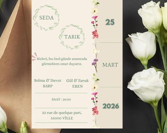 Digital davetiye | Canva template | Digital ürün | Düğün, Nişan, kına...