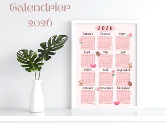 2026 Annual Calendar - Girly