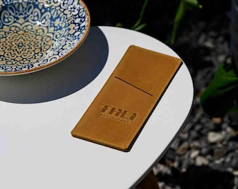 Personalized Leather Cutlery Holder, Debossed Silverware Storage