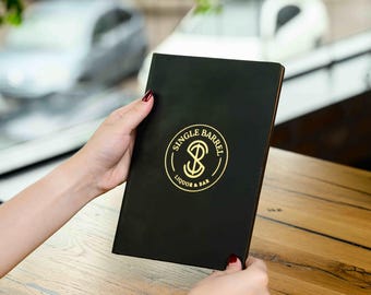Custom Leather Menu Cover with Logo, Restaurant Cafe Menu Holder