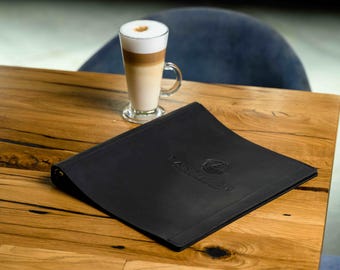 Custom Leather Menu Cover, Restaurant Menu Folder with Logo Debossing