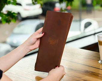 Custom Leather Menu Cover, Restaurant Wine List Holder