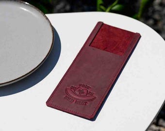Personalized Leather Cutlery Holder, Restaurant Utensil Organizer